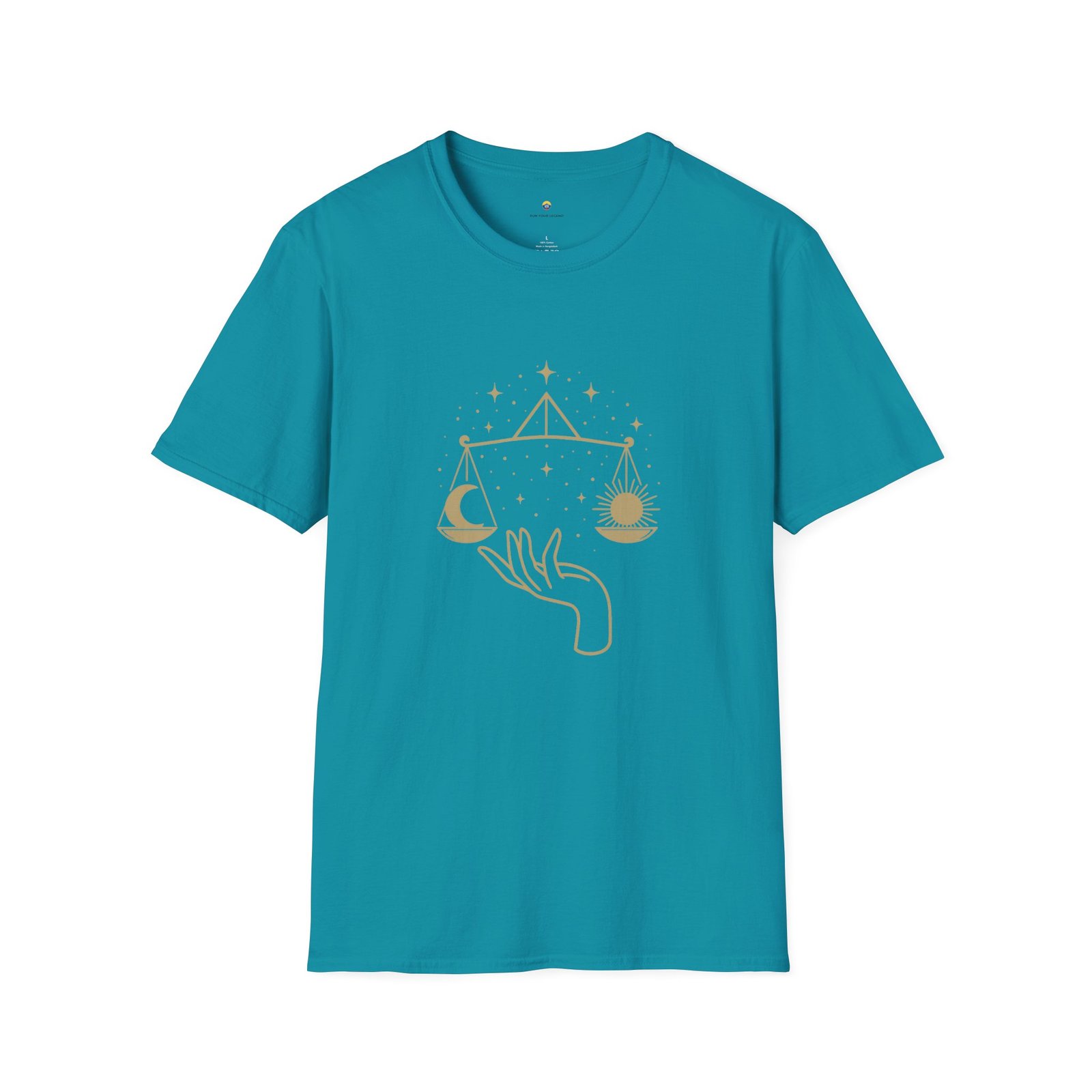 T-shirt Unisexe Balance Étoilée – Main Mystique, Soleil & Lune, Design Spirituel Boho – Image 9