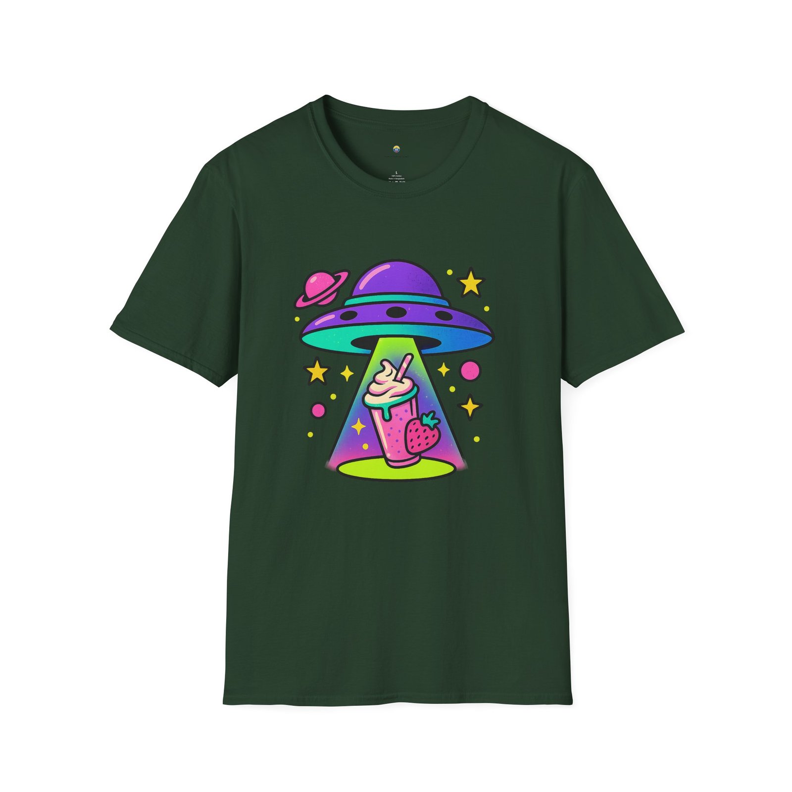 T-shirt Unisexe – UFO Milkshake Design Fun Néon et Style Space Pop – Image 8