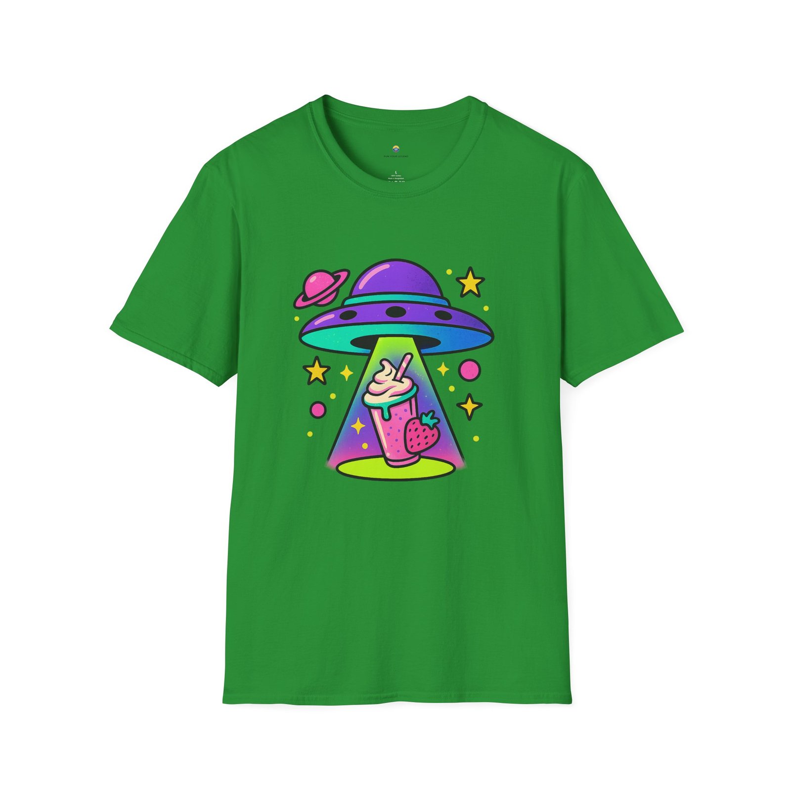 T-shirt Unisexe – UFO Milkshake Design Fun Néon et Style Space Pop – Image 9