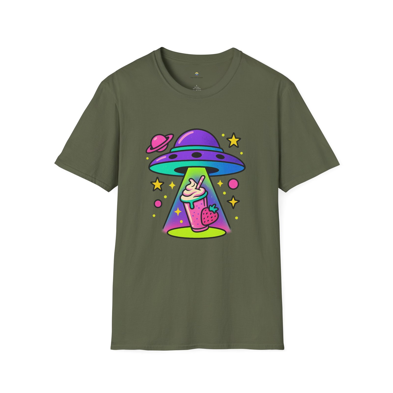 T-shirt Unisexe – UFO Milkshake Design Fun Néon et Style Space Pop – Image 7