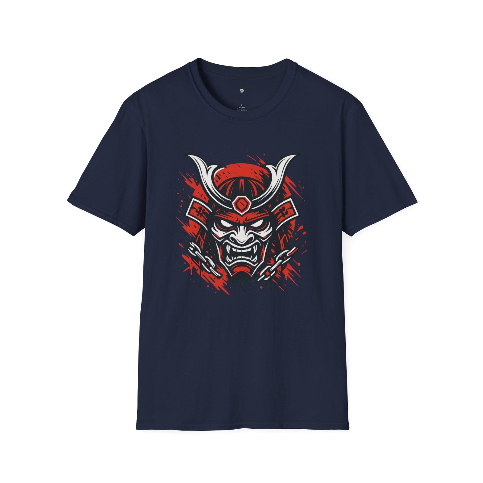 T-shirt Unisexe Masque Samouraï Démon – Oni Japonais, Style Tattoo et Chaînes – Image 15