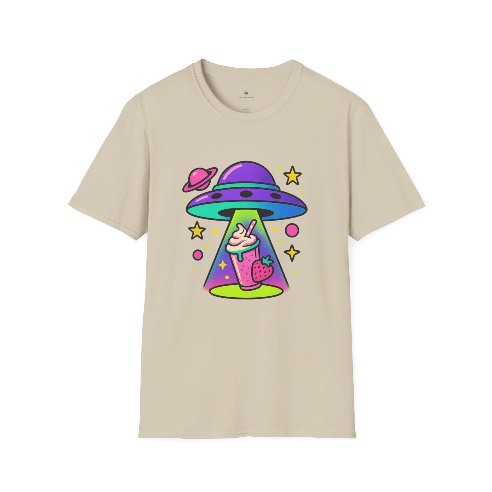 T-shirt Unisexe – UFO Milkshake Design Fun Néon et Style Space Pop – Image 3
