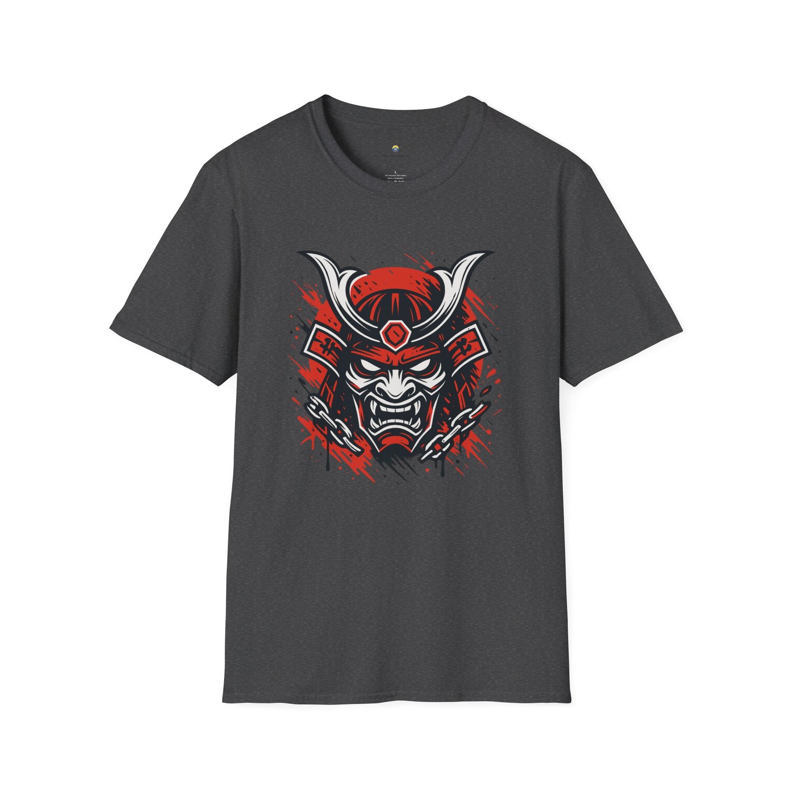 T-shirt Unisexe Masque Samouraï Démon – Oni Japonais, Style Tattoo et Chaînes – Image 8