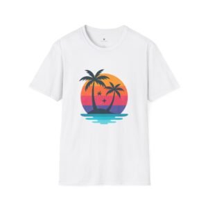 T-shirt Unisexe Sunset Paradise – Palmiers et Coucher de Soleil Vintage Tropical