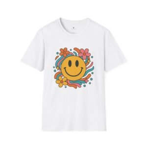 T-shirt Unisexe – Smiley Rétro 70’s Design Coloré et Good Vibes Vintage