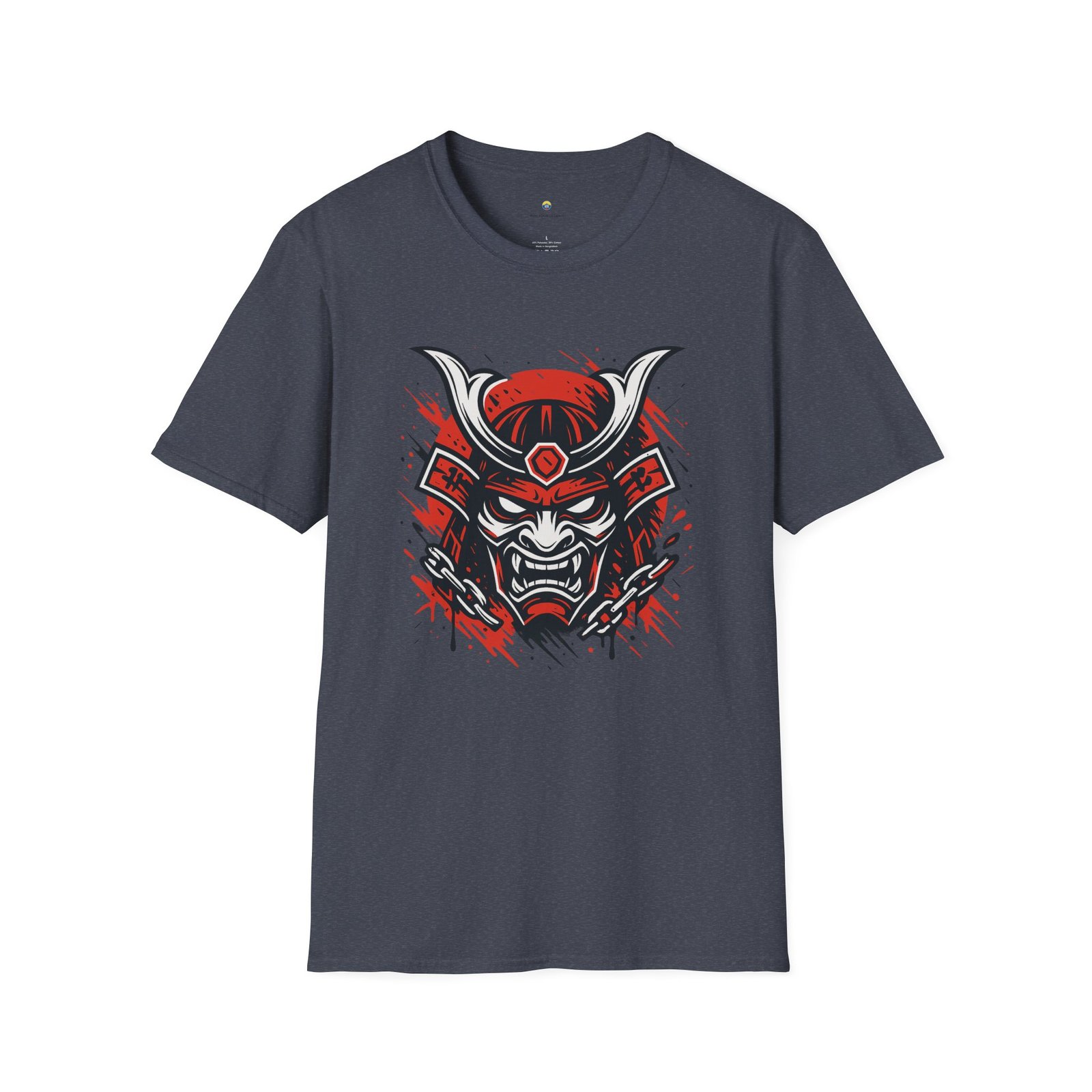 T-shirt Unisexe Masque Samouraï Démon – Oni Japonais, Style Tattoo et Chaînes – Image 12