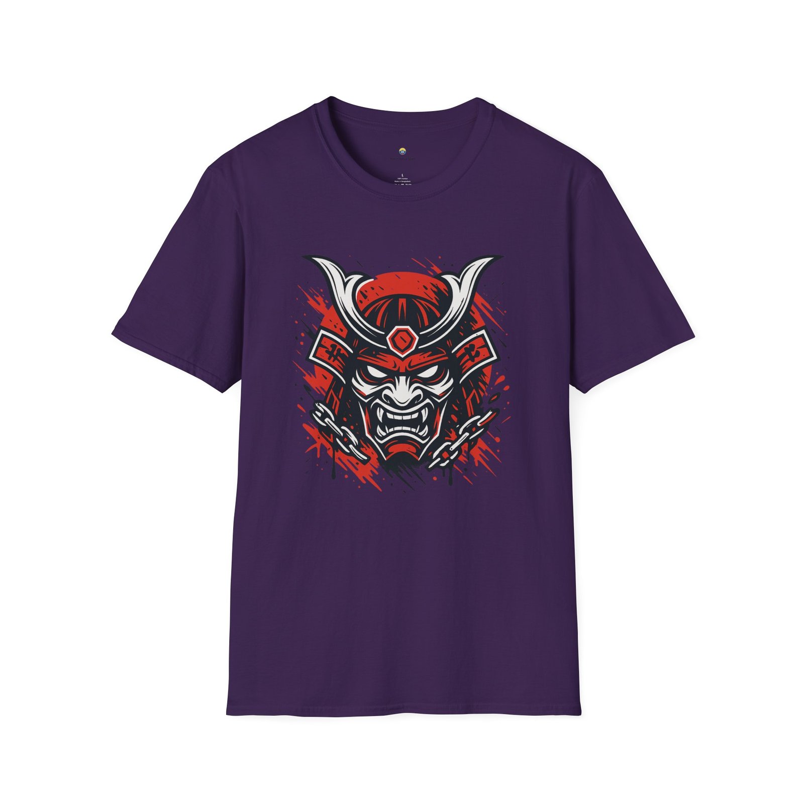 T-shirt Unisexe Masque Samouraï Démon – Oni Japonais, Style Tattoo et Chaînes – Image 13