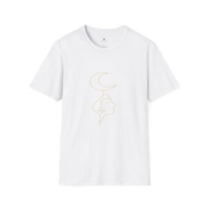 T-shirt Unisexe – Femme Ligne Art et Lune Dorée Design Mystique Minimaliste