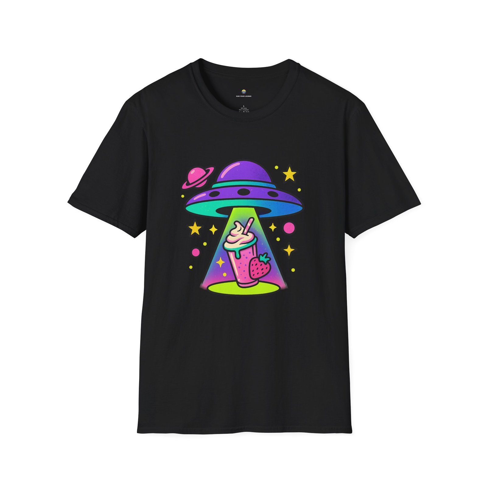 T-shirt Unisexe – UFO Milkshake Design Fun Néon et Style Space Pop – Image 2