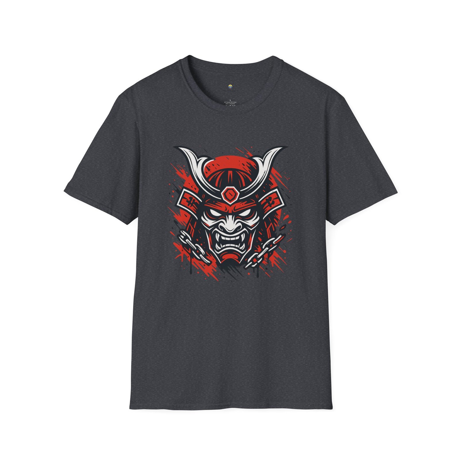 T-shirt Unisexe Masque Samouraï Démon – Oni Japonais, Style Tattoo et Chaînes – Image 11