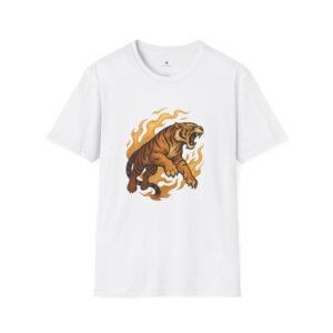 T-shirt Unisexe Tiger Fire – Tigre Sauvage en Flammes Style Japonais