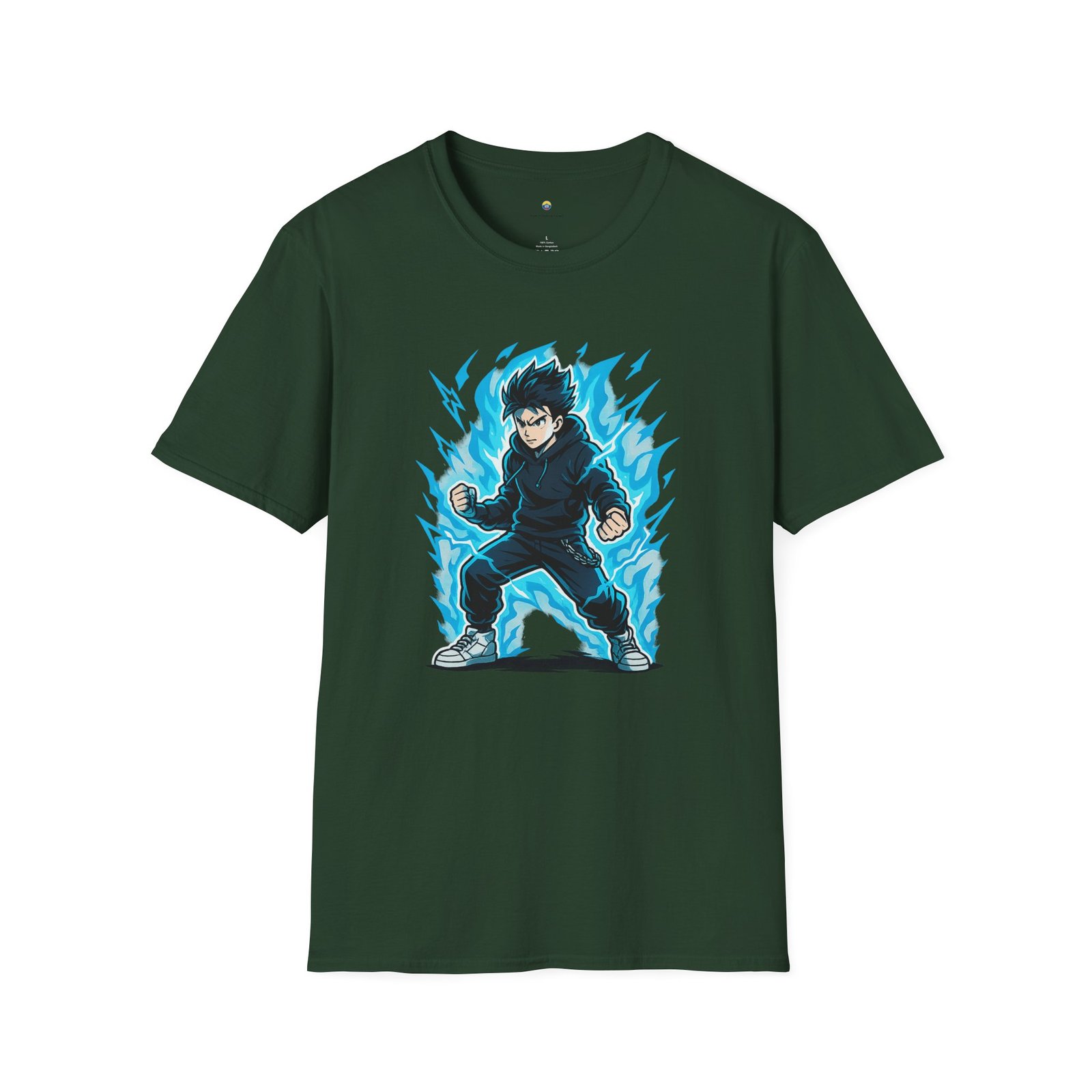 T-shirt Unisexe – Garçon Shōnen Énergisé Design Manga et Aura Électrique – Image 6