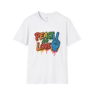 T-shirt Unisexe Peace and Love – Design Hippie Coloré, Signe de Paix, Style Années 70