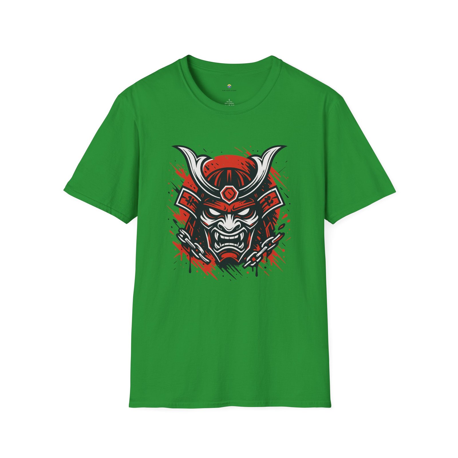 T-shirt Unisexe Masque Samouraï Démon – Oni Japonais, Style Tattoo et Chaînes – Image 7