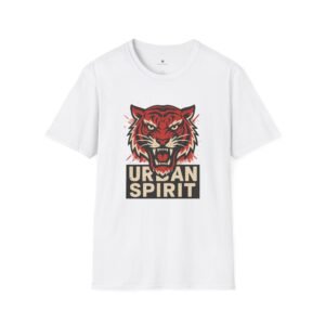 T-shirt Unisexe Urban Spirit – Tigre Rugissant Style Street Art Rouge et Noir Design Graphique Puissant