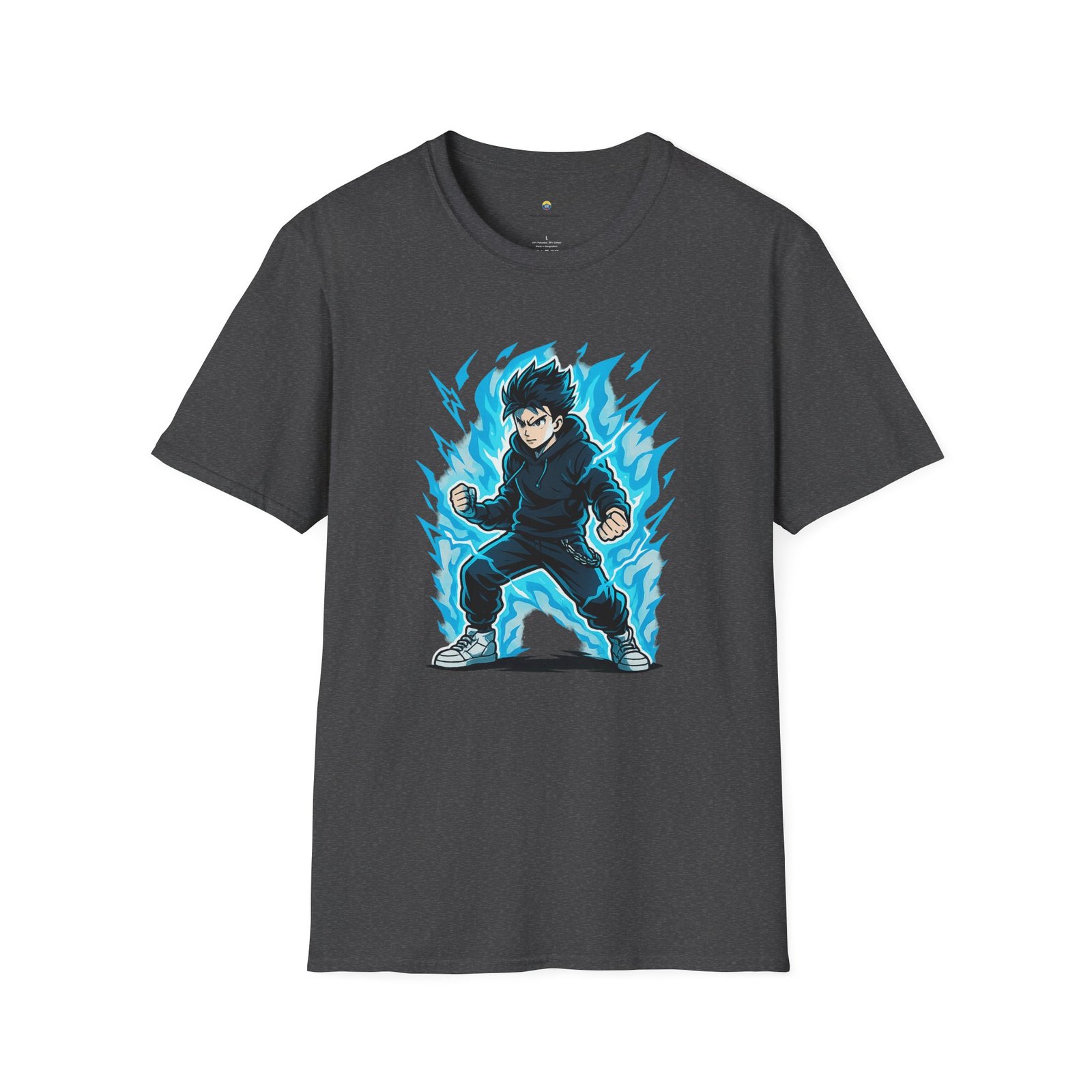 T-shirt Unisexe – Garçon Shōnen Énergisé Design Manga et Aura Électrique – Image 8