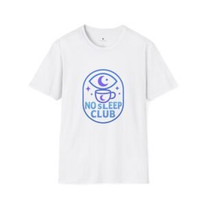 T-shirt Unisexe No Sleep Club – Design Café et Lune Néon, Style Nocturne Esthétique