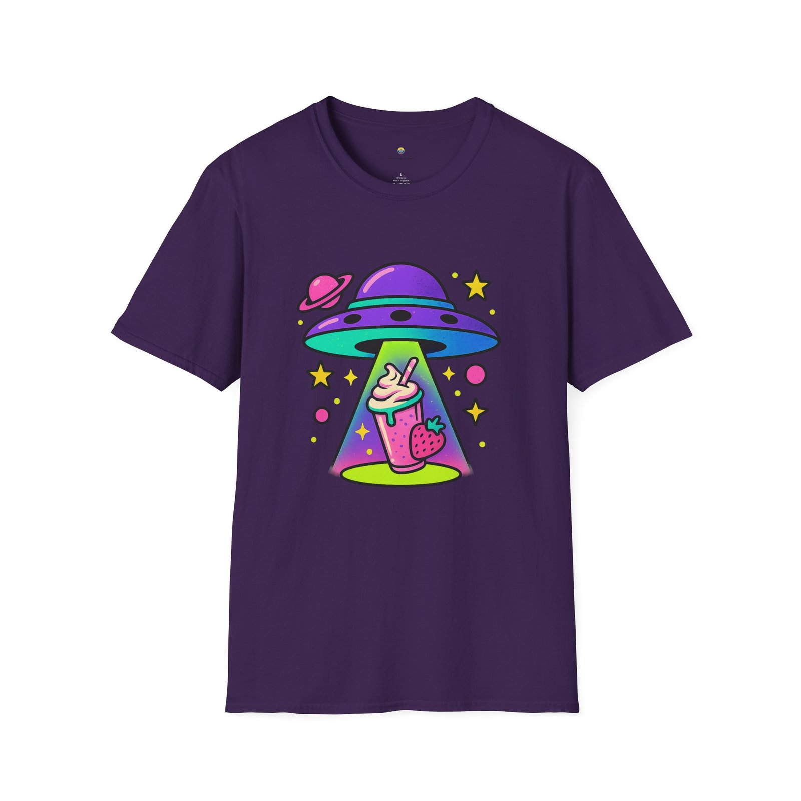T-shirt Unisexe – UFO Milkshake Design Fun Néon et Style Space Pop – Image 15