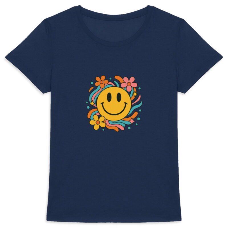 T-shirt Femme Epais : Smiley Floral pour un Look Joyeux