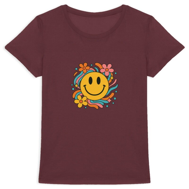 T-shirt Femme Epais : Smiley Floral pour un Look Joyeux