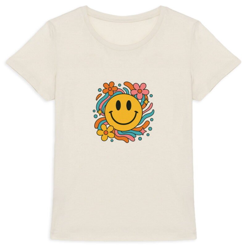 T-shirt Femme Epais : Smiley Floral pour un Look Joyeux