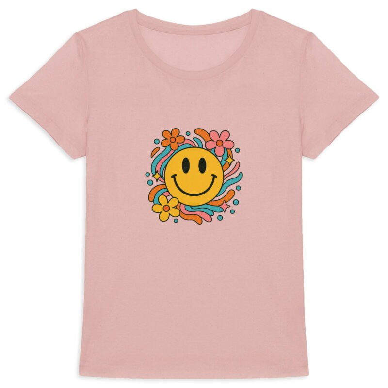 T-shirt Femme Epais : Smiley Floral pour un Look Joyeux