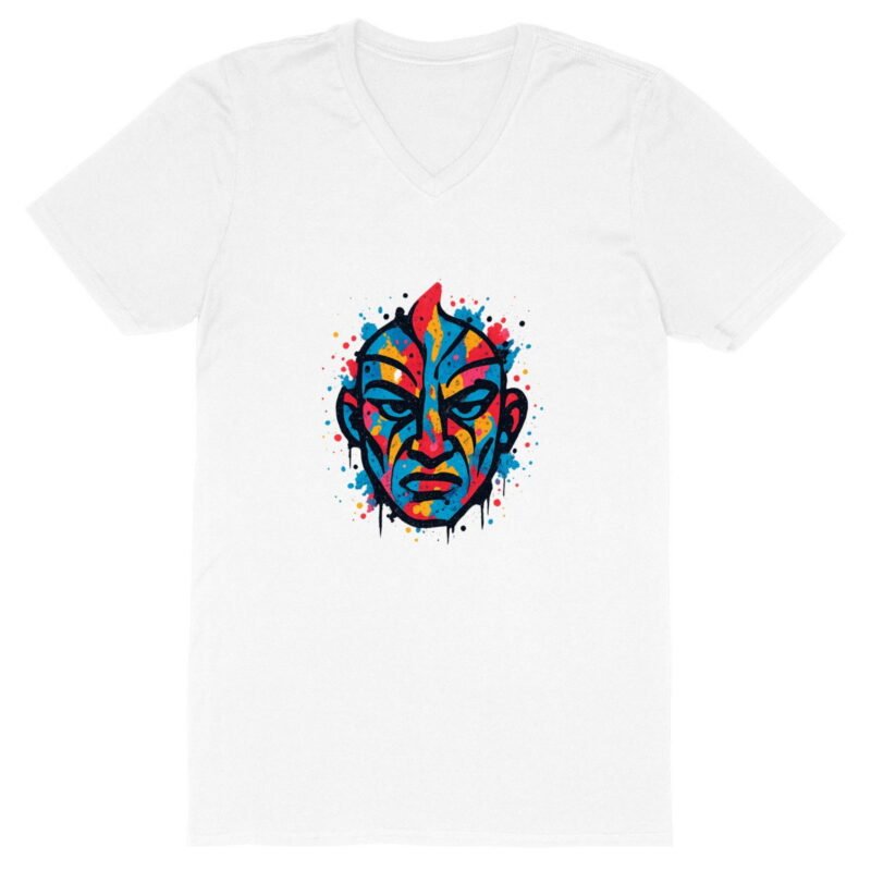 T-shirt Homme Col V - Graffiti Énergique et Coloré