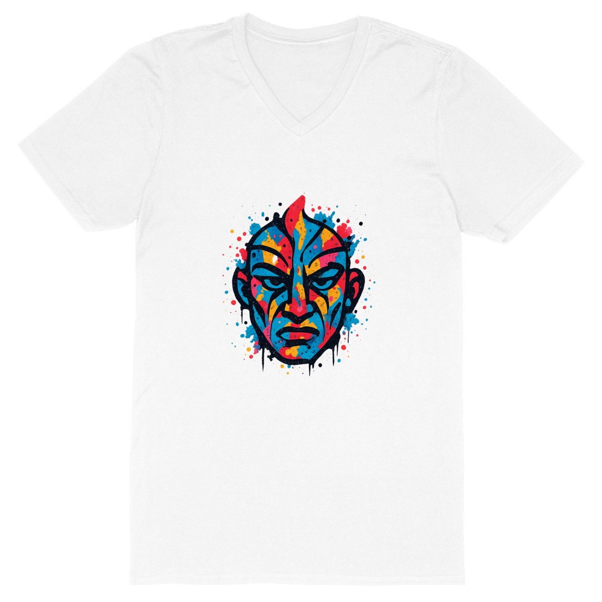 T-shirt Homme Col V - Graffiti Énergique et Coloré