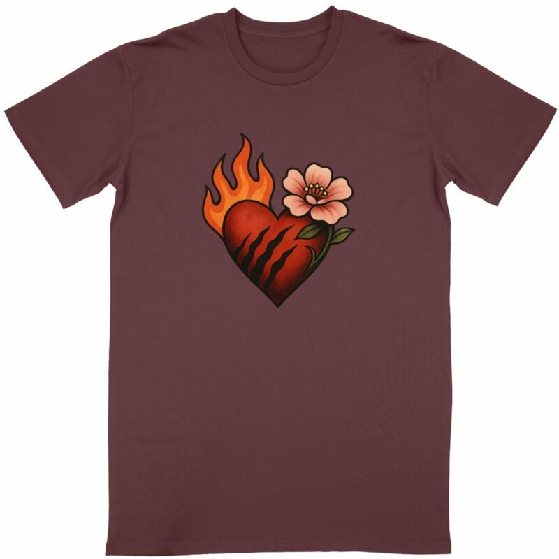 T-shirt Unisexe Classique : Passion et Douceur en Flamme