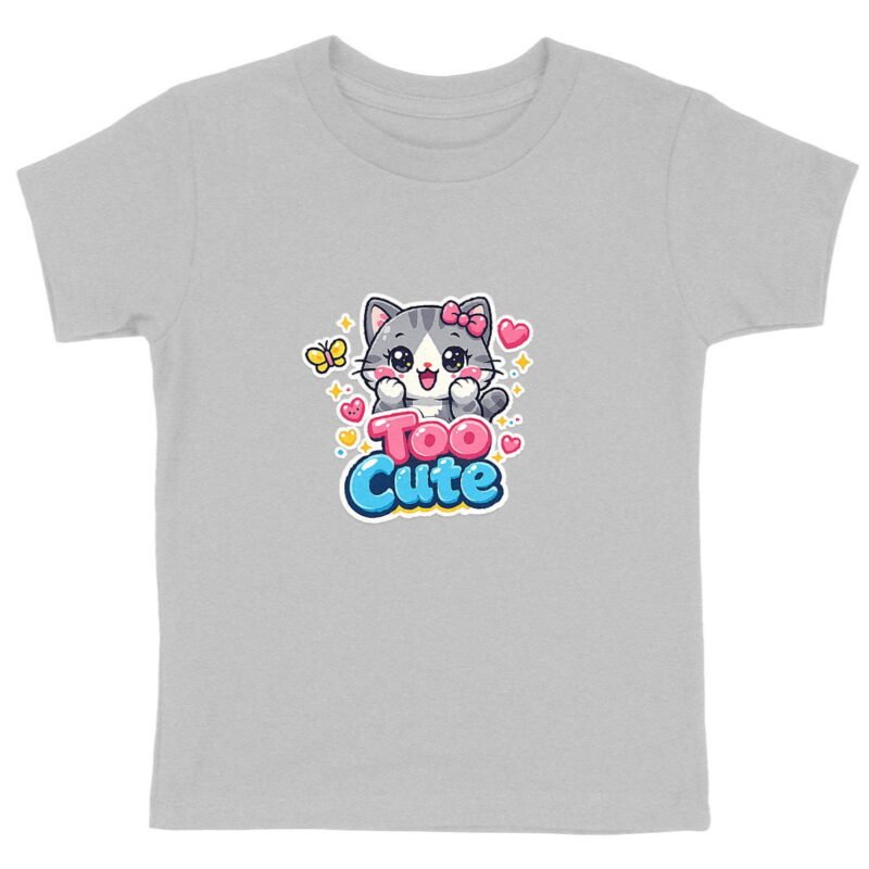 T-shirt Enfant Epais - Un chat kawaii souriant et ses cœurs