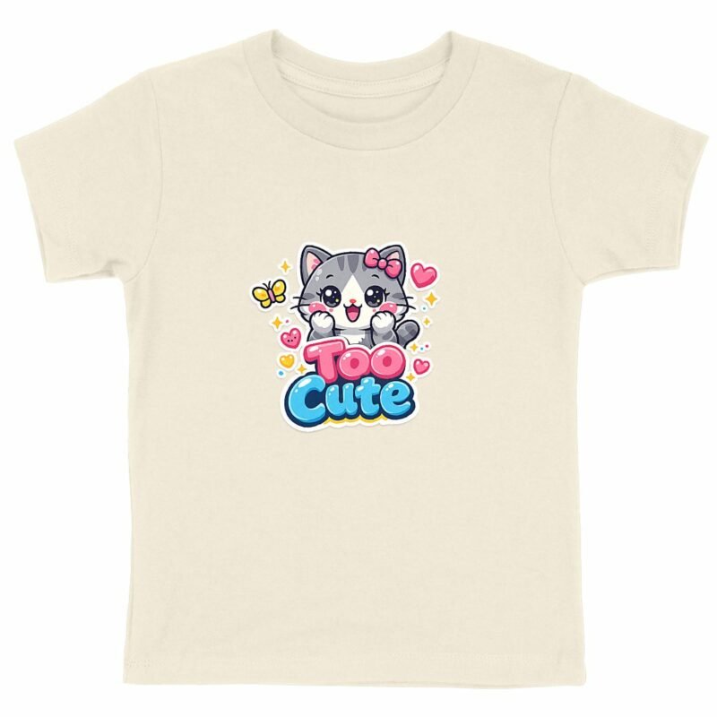 T-shirt Enfant Epais - Un chat kawaii souriant et ses cœurs