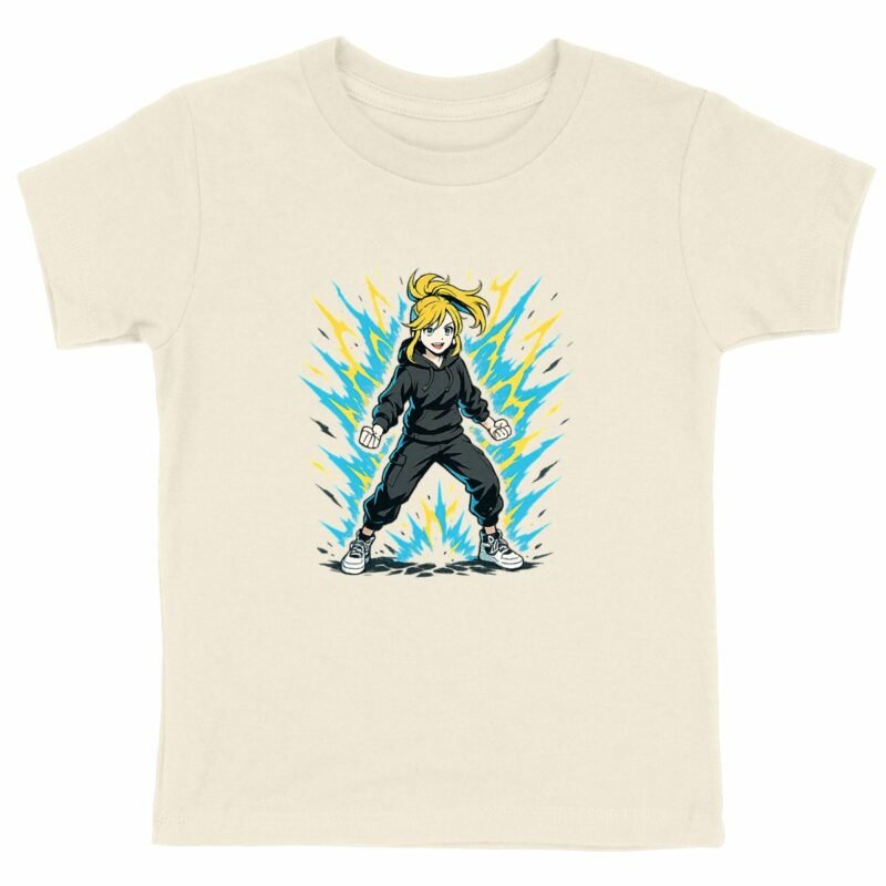 T-shirt Enfant Epais - Énergie Électrisante avec Personnage Unique
