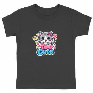 T-shirt Enfant Epais - Un chat kawaii souriant et ses cœurs