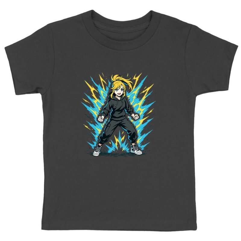 T-shirt Enfant Epais - Énergie Électrisante avec Personnage Unique