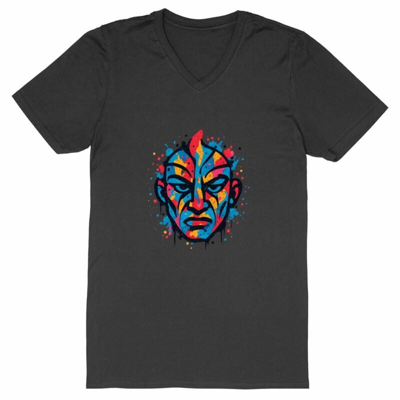 T-shirt Homme Col V - Graffiti Énergique et Coloré