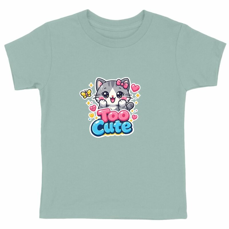 T-shirt Enfant Epais - Un chat kawaii souriant et ses cœurs